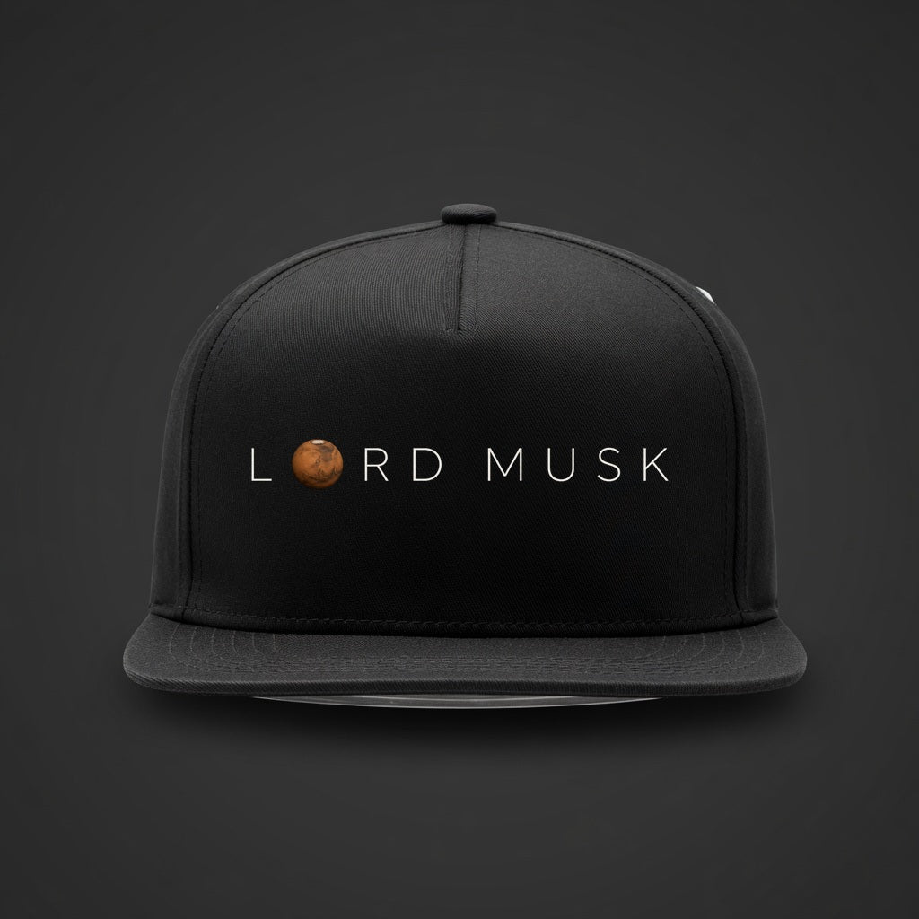 LORD MUSK snapback, larger one-line front mark