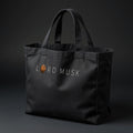 LORD MUSK tote, one-line mark warped to the front panel